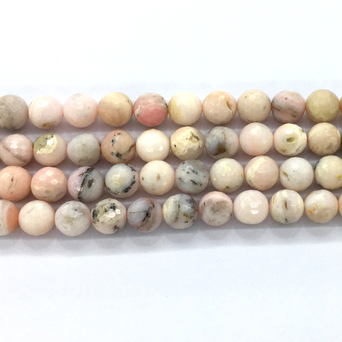 COP29 Pink Opal Gemstone Beads Faceted Round 12mm 15.5" Strand