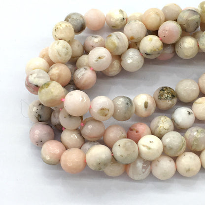 COP29 Pink Opal Gemstone Beads Faceted Round 12mm 15.5" Strand