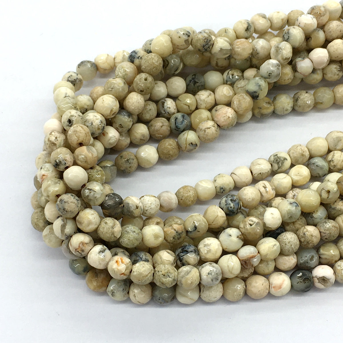 COP35 African Opal Gemstone Beads Faceted Round 6mm 15.5" Strand