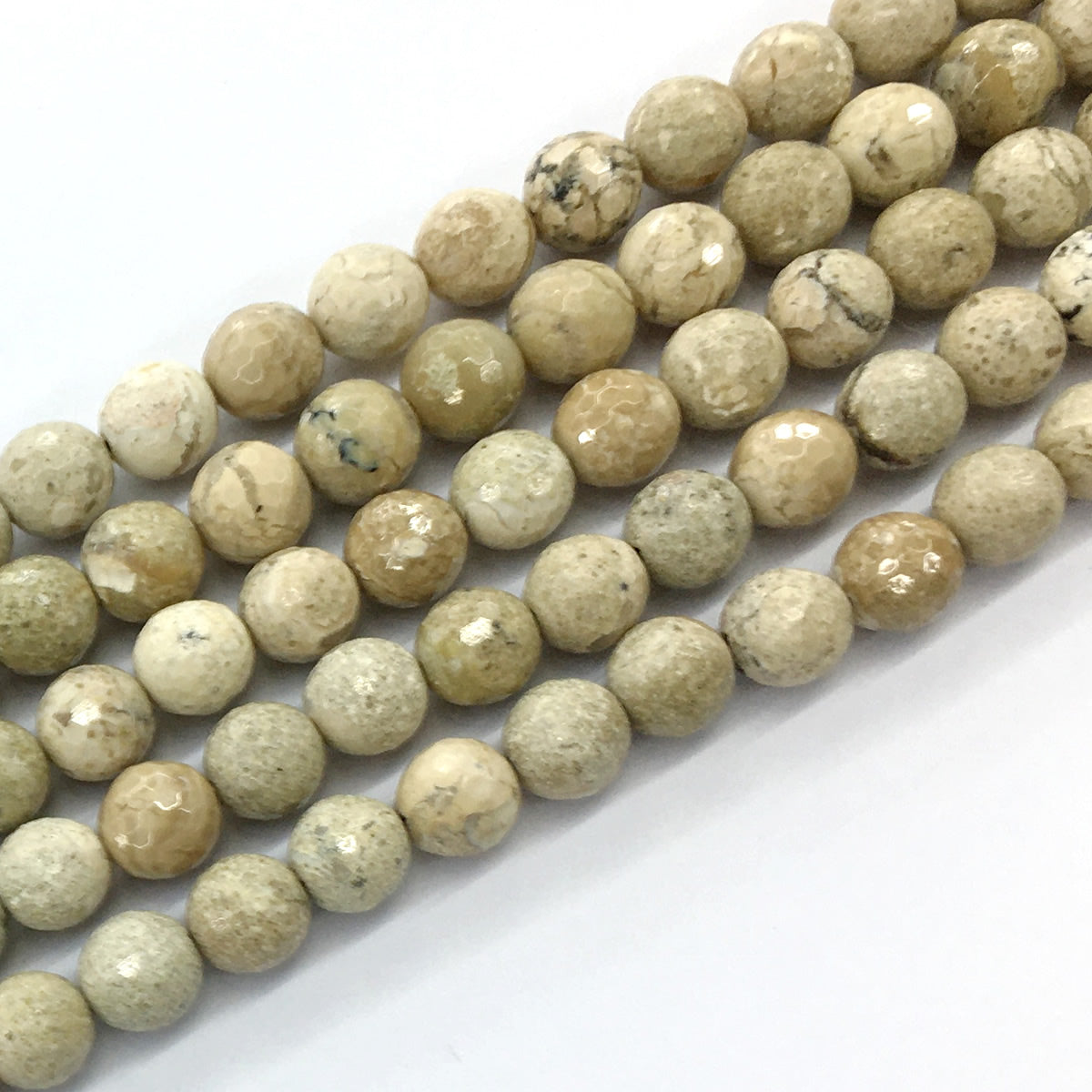 COP37 African Opal Gemstone Beads Faceted Round 10mm 15.5" Strand