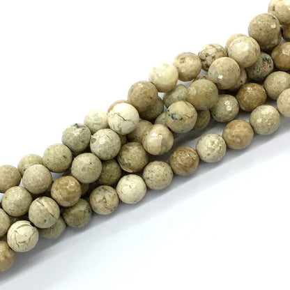 COP37 African Opal Gemstone Beads Faceted Round 10mm 15.5" Strand