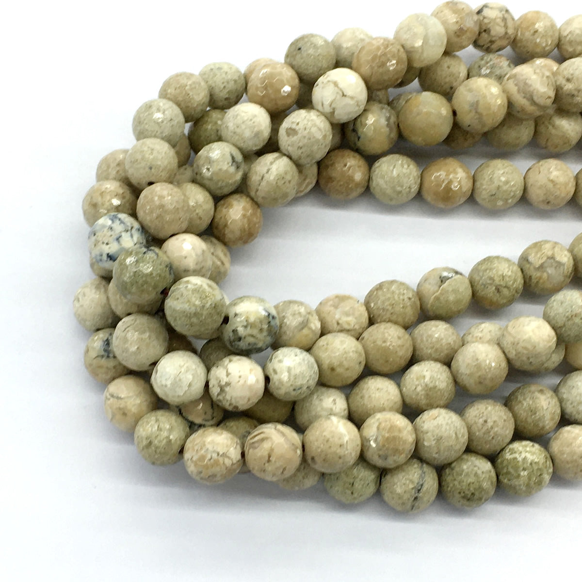 COP37 African Opal Gemstone Beads Faceted Round 10mm 15.5" Strand