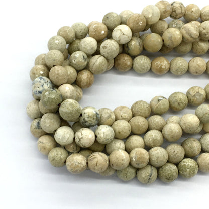 COP37 African Opal Gemstone Beads Faceted Round 10mm 15.5" Strand