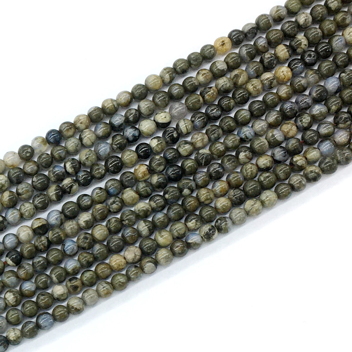 COP43 Grey Opal Gemstone Beads Smooth Round 4mm 15.5" Strand