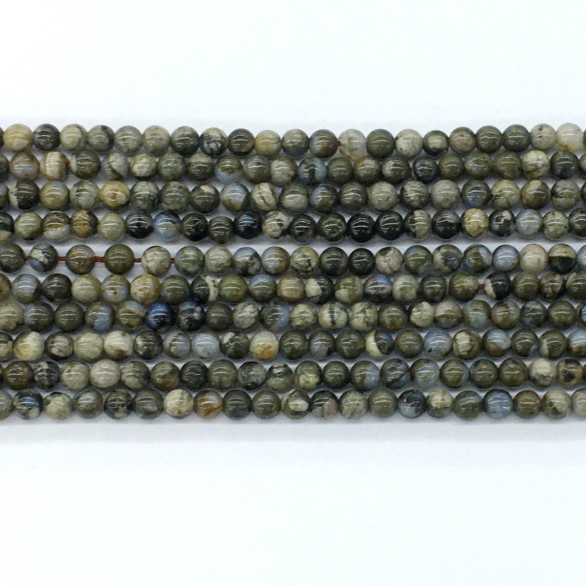 COP43 Grey Opal Gemstone Beads Smooth Round 4mm 15.5" Strand