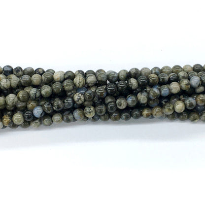 COP43 Grey Opal Gemstone Beads Smooth Round 4mm 15.5" Strand