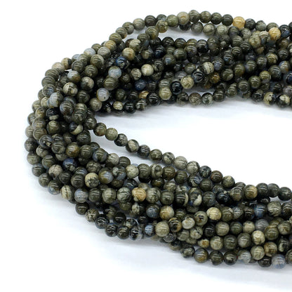 COP43 Grey Opal Gemstone Beads Smooth Round 4mm 15.5" Strand