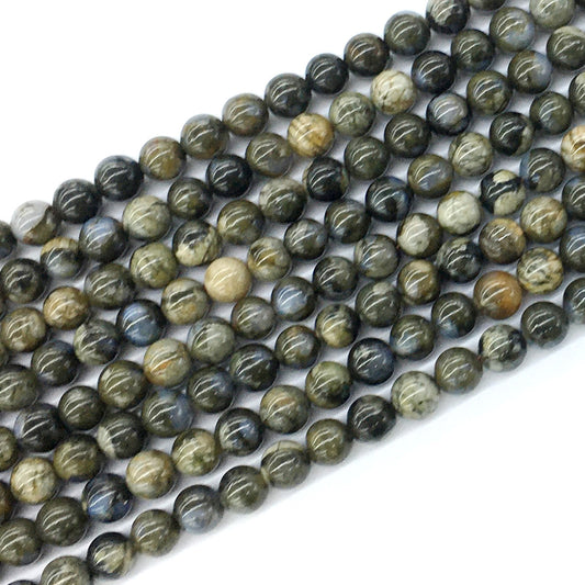 COP44 Grey Opal Gemstone Beads Smooth Round 6mm 15.5" Strand