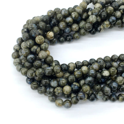 COP44 Grey Opal Gemstone Beads Smooth Round 6mm 15.5" Strand