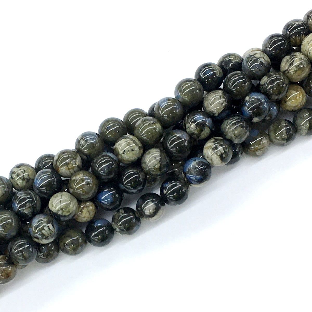 COP45 Grey Opal Gemstone Beads Smooth Round 8mm 15.5" Strand