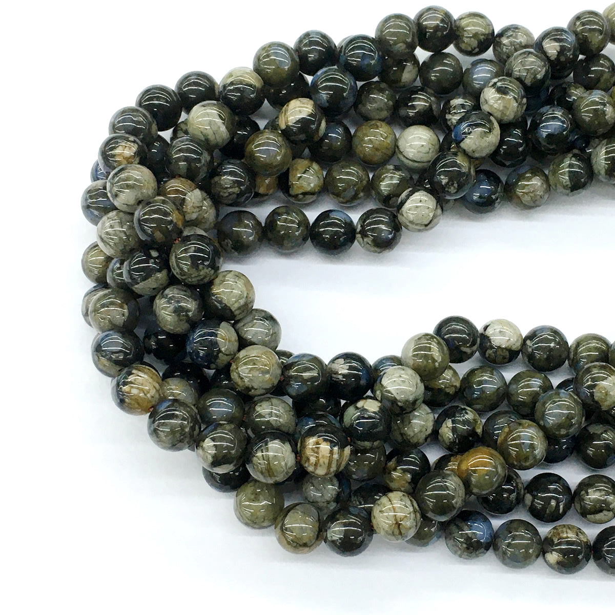 COP45 Grey Opal Gemstone Beads Smooth Round 8mm 15.5" Strand