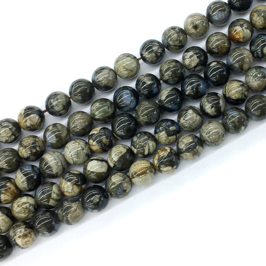 COP46 Grey Opal Gemstone Beads Smooth Round 10mm 15.5" Strand