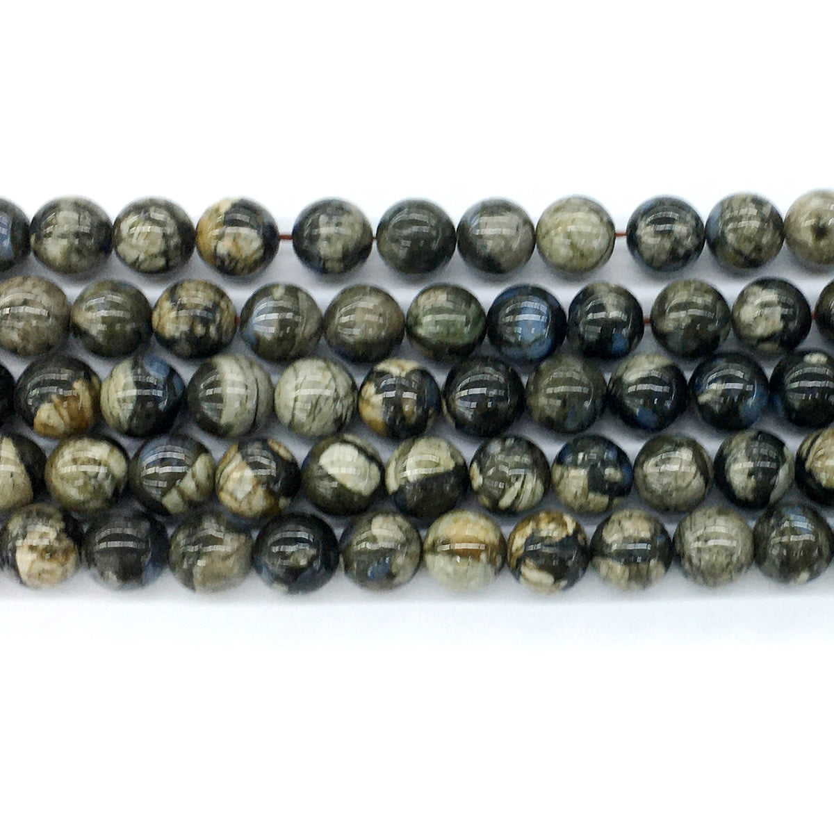 COP46 Grey Opal Gemstone Beads Smooth Round 10mm 15.5" Strand