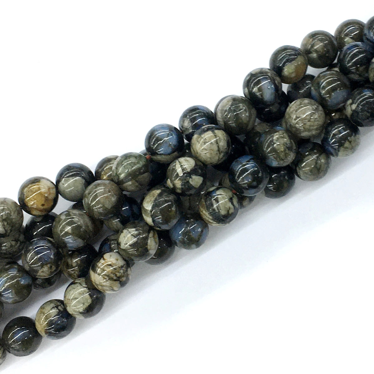 COP46 Grey Opal Gemstone Beads Smooth Round 10mm 15.5" Strand