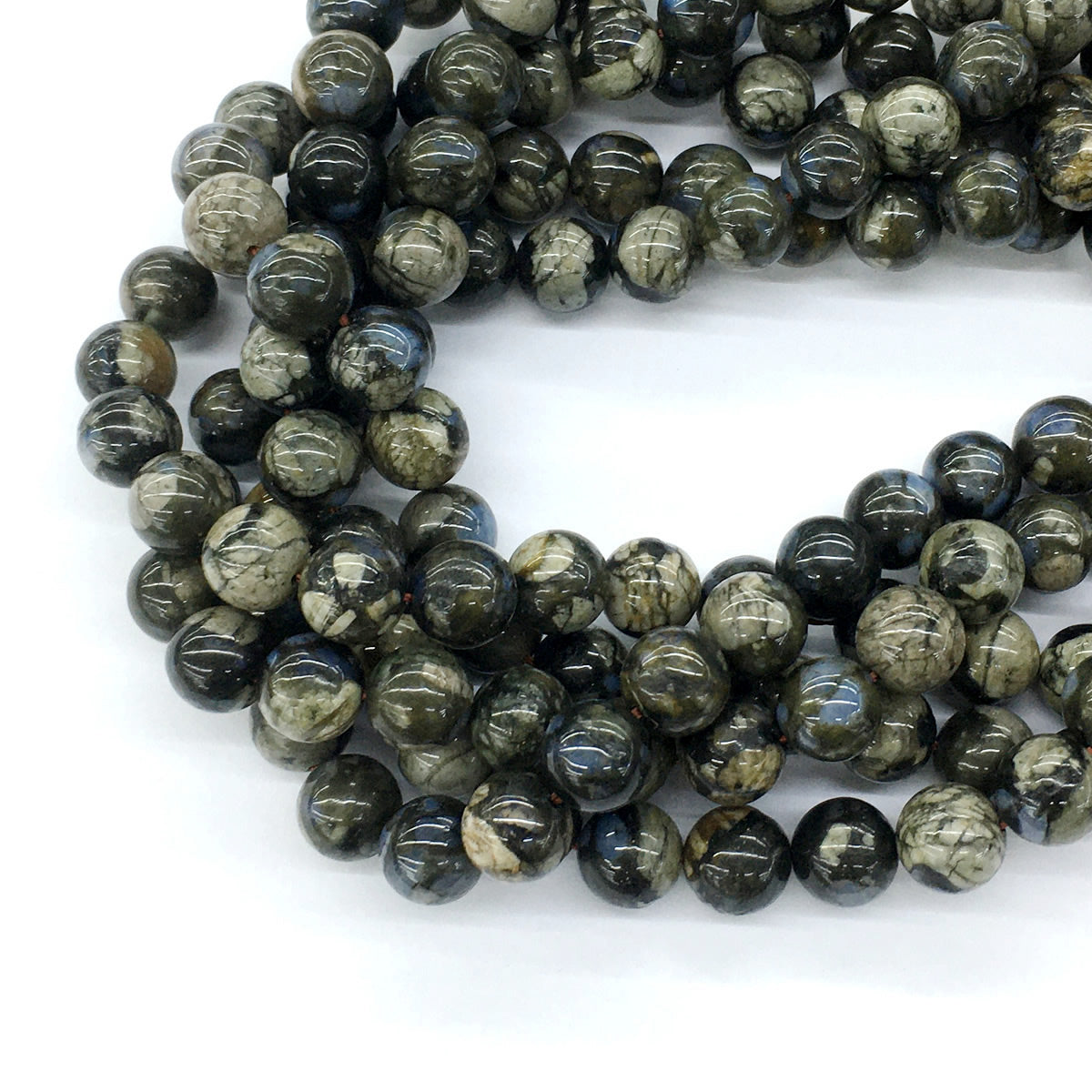 COP46 Grey Opal Gemstone Beads Smooth Round 10mm 15.5" Strand