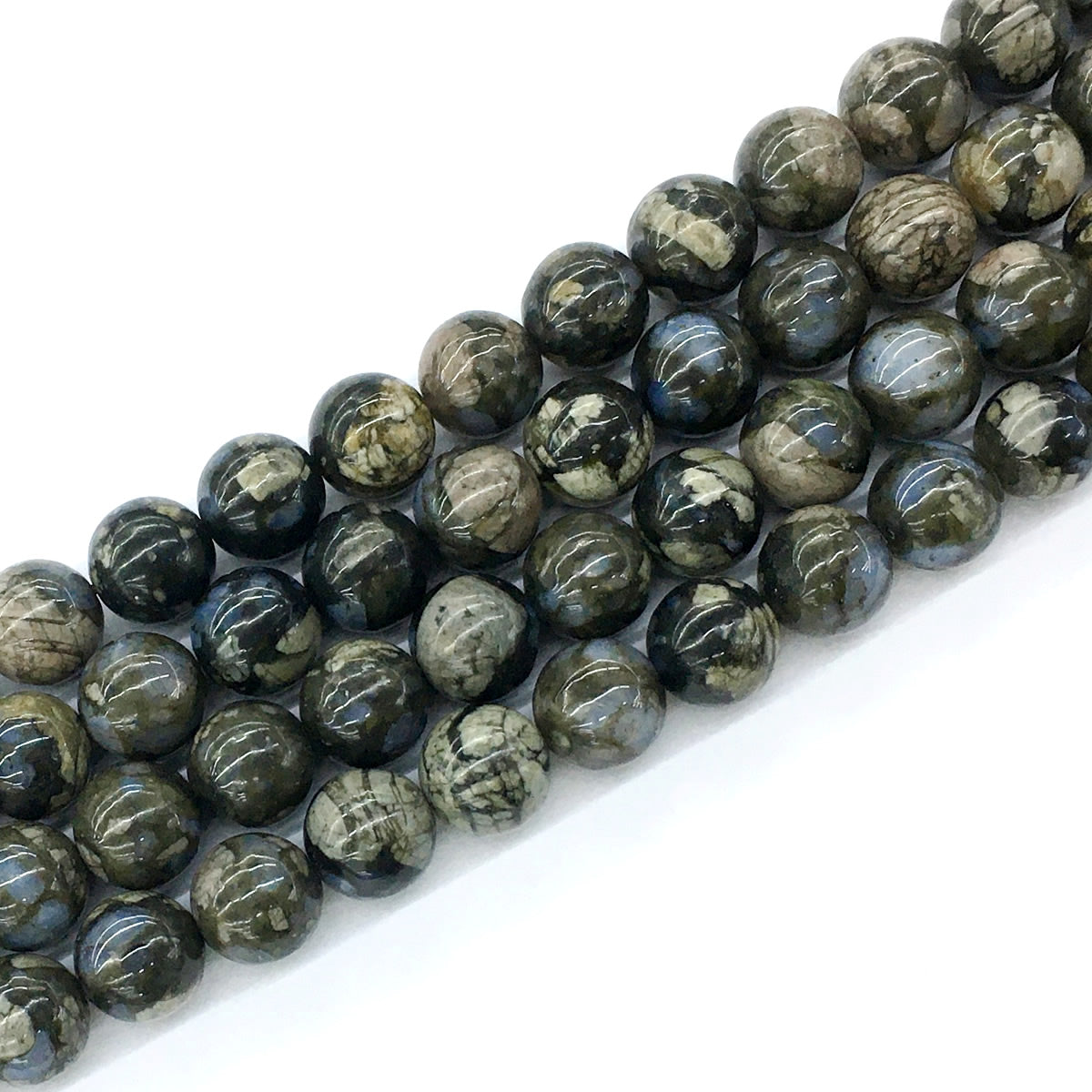 COP47 Grey Opal Gemstone Beads Smooth Round 12mm 15.5" Strand