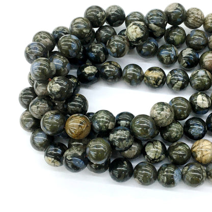 COP47 Grey Opal Gemstone Beads Smooth Round 12mm 15.5" Strand