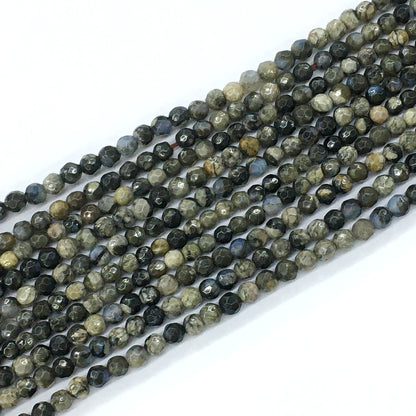 COP52 Grey Opal Gemstone Beads Faceted Round 4mm 15.5" Strand