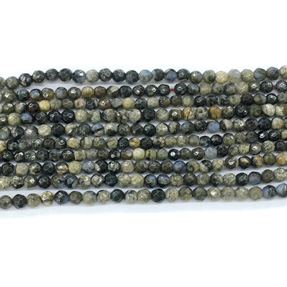 COP52 Grey Opal Gemstone Beads Faceted Round 4mm 15.5" Strand