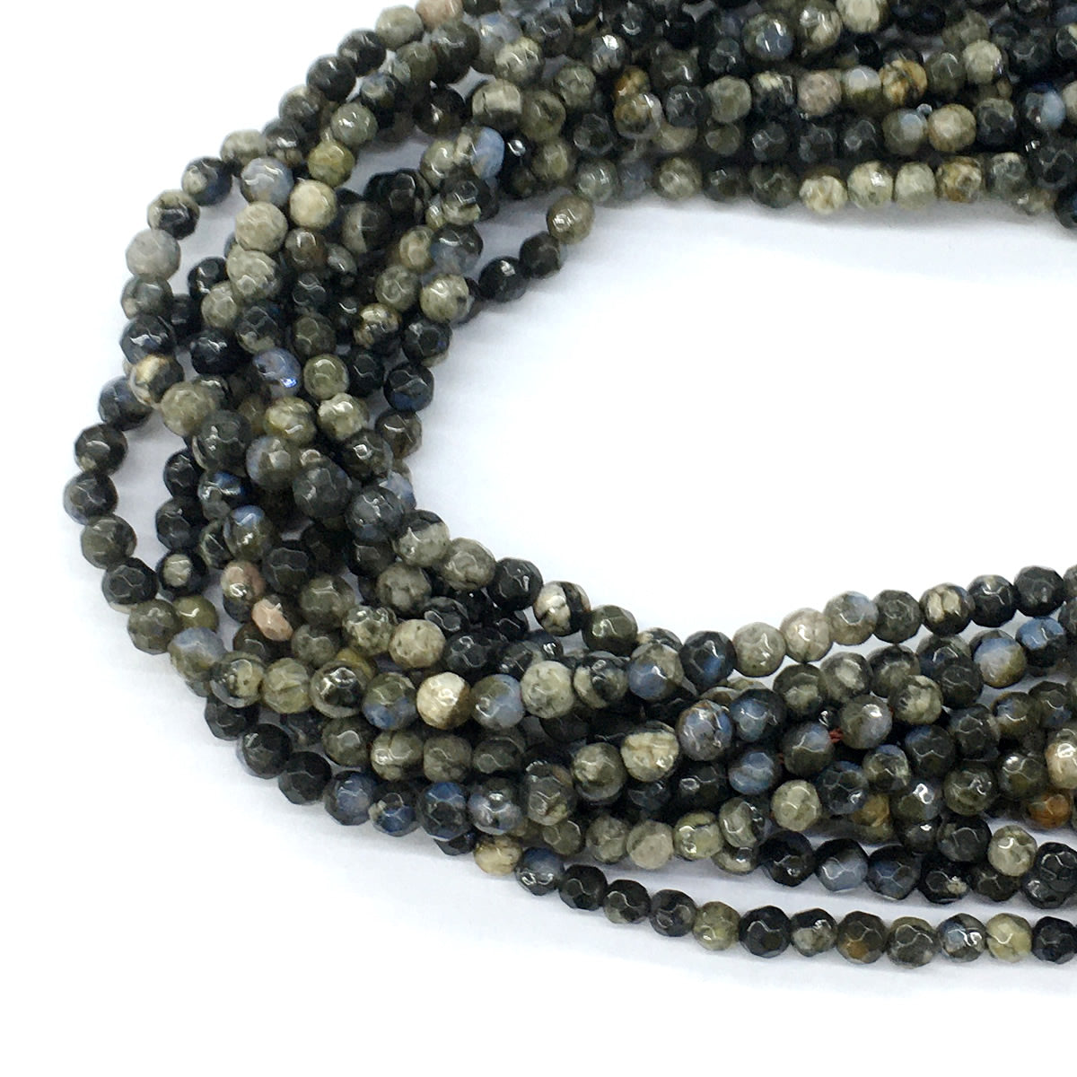 COP52 Grey Opal Gemstone Beads Faceted Round 4mm 15.5" Strand