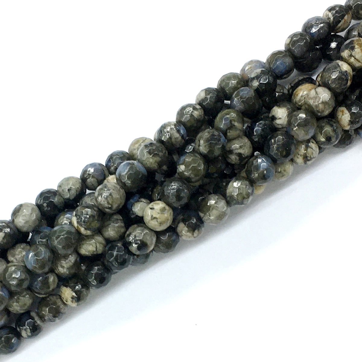 COP53 Grey Opal Gemstone Beads Faceted Round 6mm 15.5" Strand