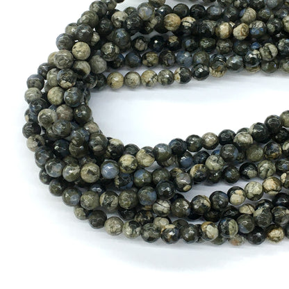 COP53 Grey Opal Gemstone Beads Faceted Round 6mm 15.5" Strand