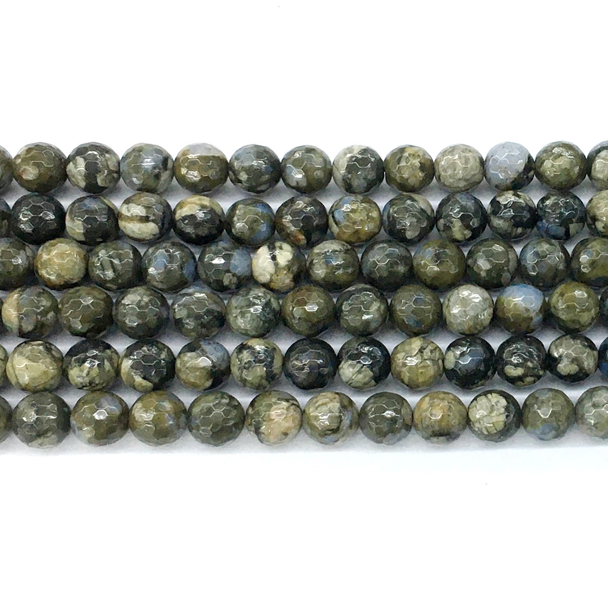 COP54 Grey Opal Gemstone Beads Faceted Round 8mm 15.5" Strand