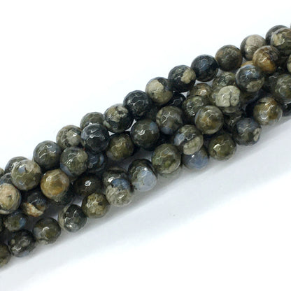 COP54 Grey Opal Gemstone Beads Faceted Round 8mm 15.5" Strand