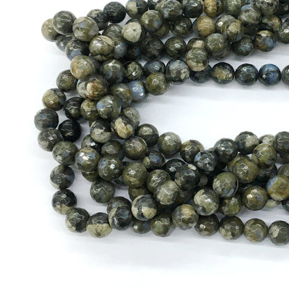 COP54 Grey Opal Gemstone Beads Faceted Round 8mm 15.5" Strand