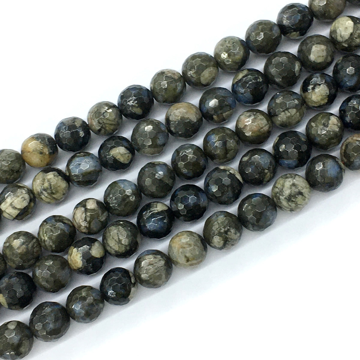 COP55 Grey Opal Gemstone Beads Faceted Round 10mm 15.5" Strand