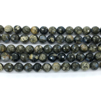 COP55 Grey Opal Gemstone Beads Faceted Round 10mm 15.5" Strand