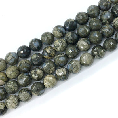 COP56 Grey Opal Gemstone Beads Faceted Round 12mm 15.5" Strand