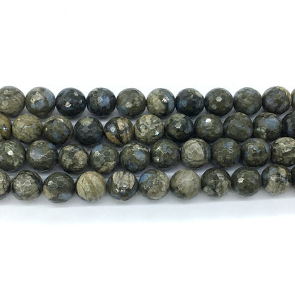 COP56 Grey Opal Gemstone Beads Faceted Round 12mm 15.5" Strand