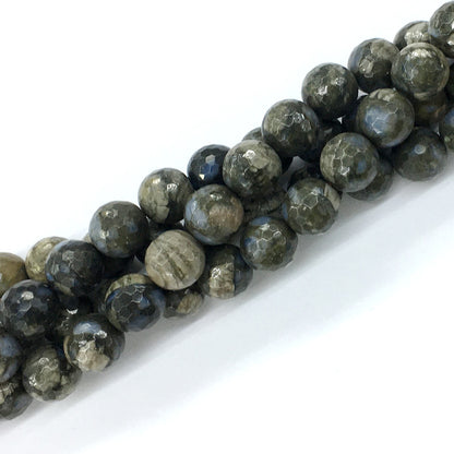 COP56 Grey Opal Gemstone Beads Faceted Round 12mm 15.5" Strand