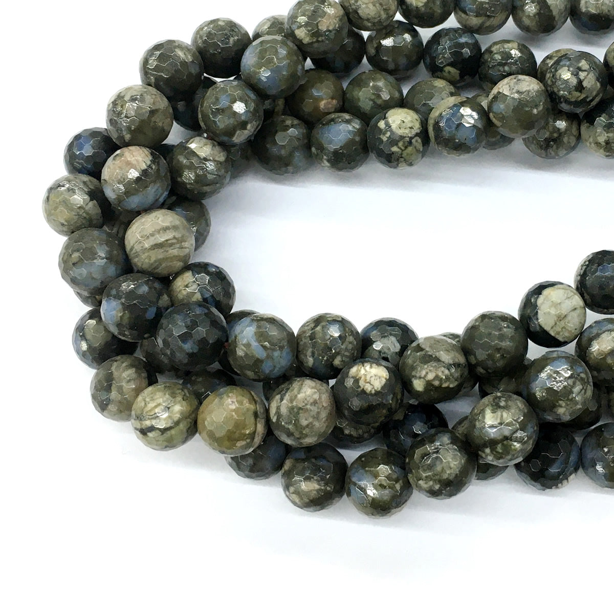 COP56 Grey Opal Gemstone Beads Faceted Round 12mm 15.5" Strand