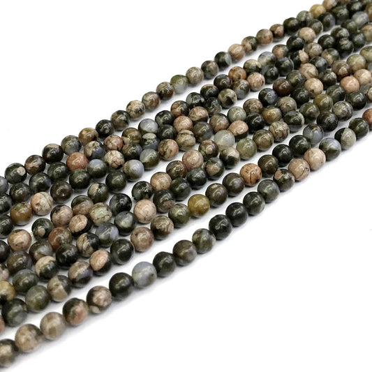 COP60 Grey Opal Gemstone Beads Smooth Round 4mm 15" Strand