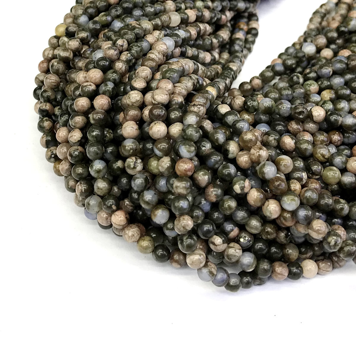 COP60 Grey Opal Gemstone Beads Smooth Round 4mm 15" Strand