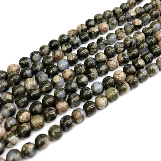 COP61 Grey Opal Gemstone Beads Smooth Round 6mm 15" Strand