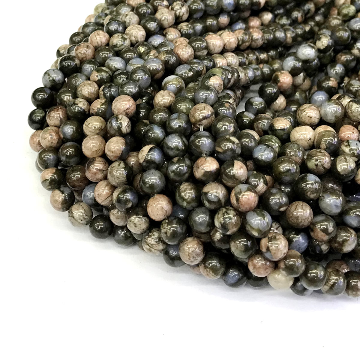 COP61 Grey Opal Gemstone Beads Smooth Round 6mm 15" Strand