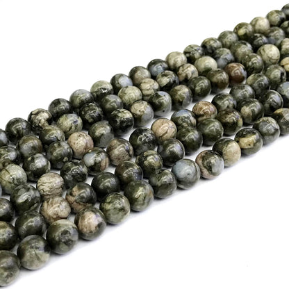 COP62 Grey Opal Gemstone Beads Smooth Round 8mm 15" Strand