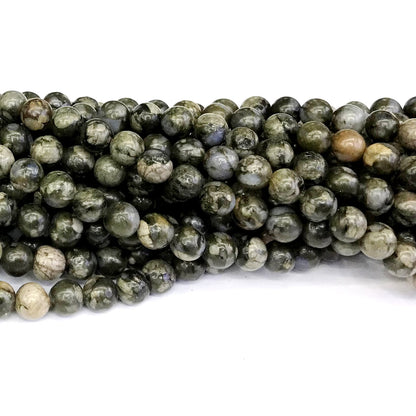 COP62 Grey Opal Gemstone Beads Smooth Round 8mm 15" Strand