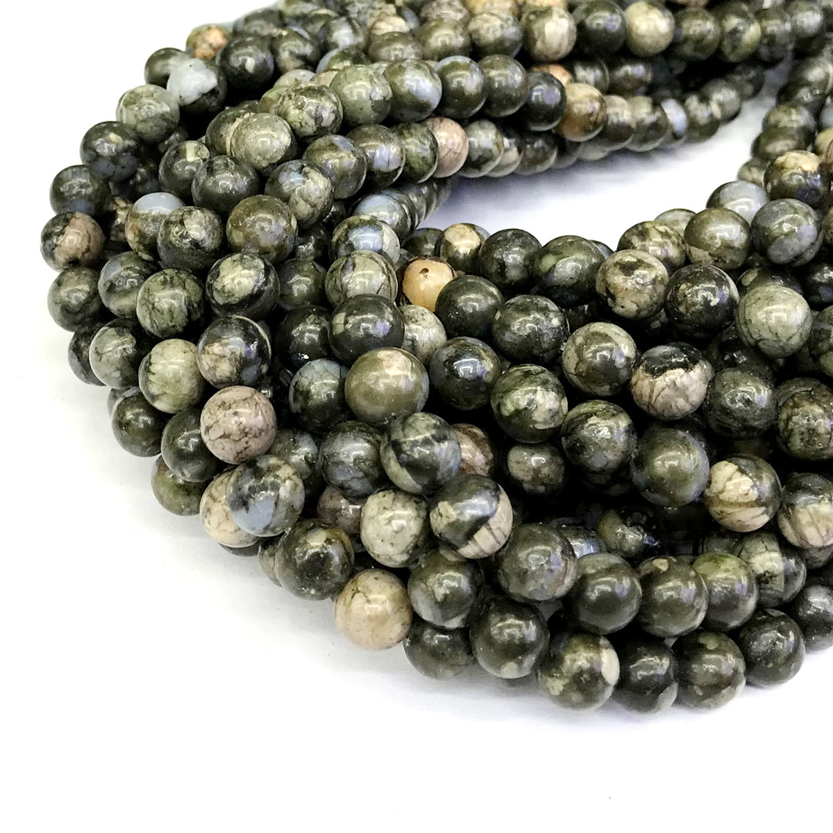 COP62 Grey Opal Gemstone Beads Smooth Round 8mm 15" Strand