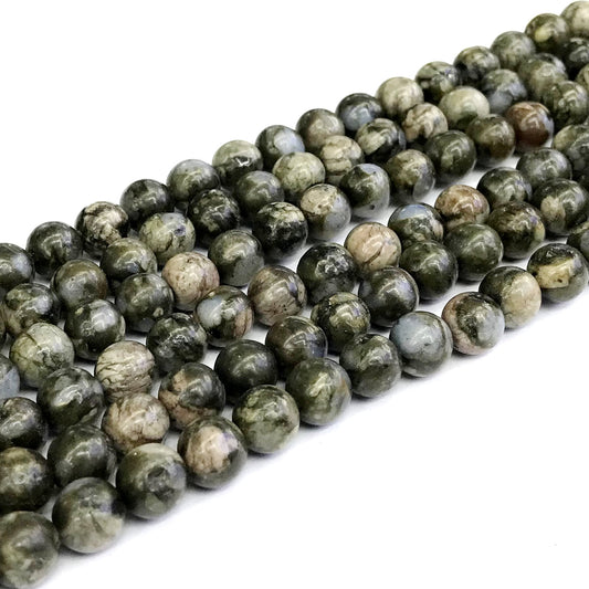 COP63 Grey Opal Gemstone Beads Smooth Round 10mm 15" Strand