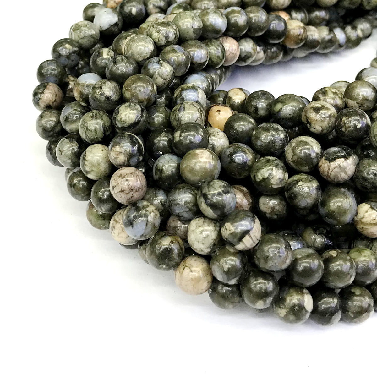 COP63 Grey Opal Gemstone Beads Smooth Round 10mm 15" Strand