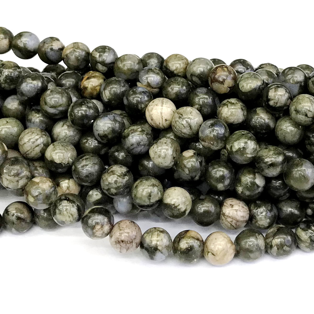 COP64 Grey Opal Gemstone Beads Smooth Round 12mm 15" Strand