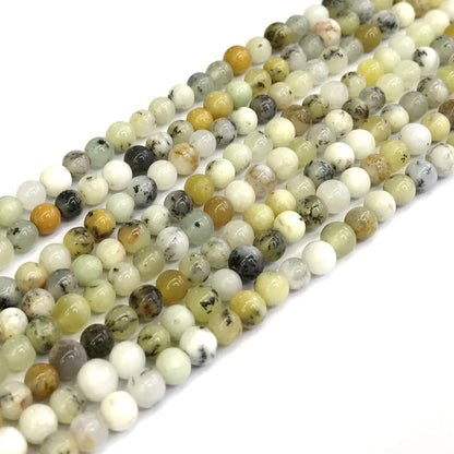 COP68 White Opal Gemstone Beads Smooth Round 4mm 15" Strand