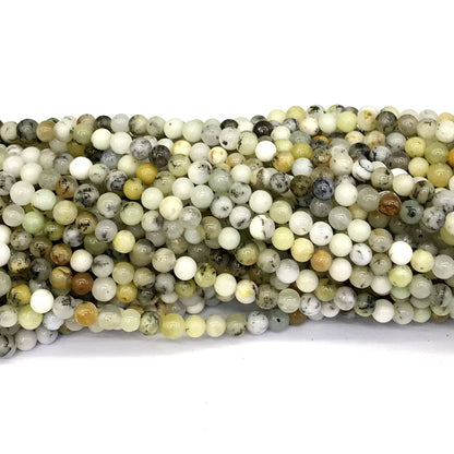 COP68 White Opal Gemstone Beads Smooth Round 4mm 15" Strand