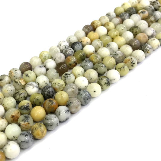 COP69 White Opal Gemstone Beads Smooth Round 6mm 15" Strand