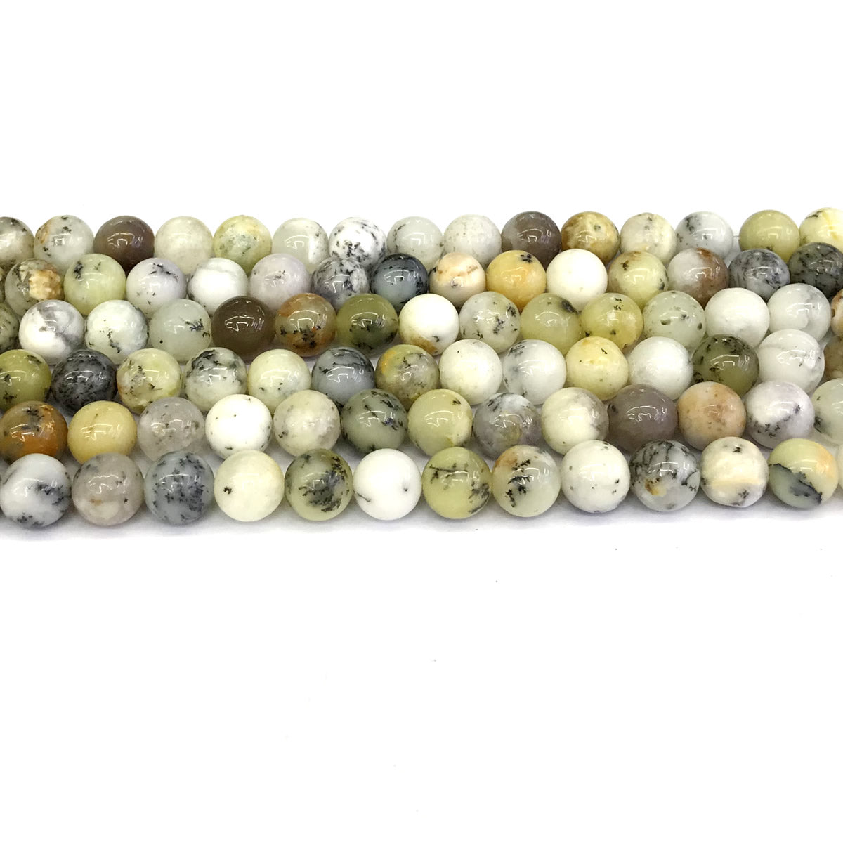 COP69 White Opal Gemstone Beads Smooth Round 6mm 15" Strand