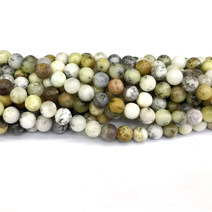 COP69 White Opal Gemstone Beads Smooth Round 6mm 15" Strand